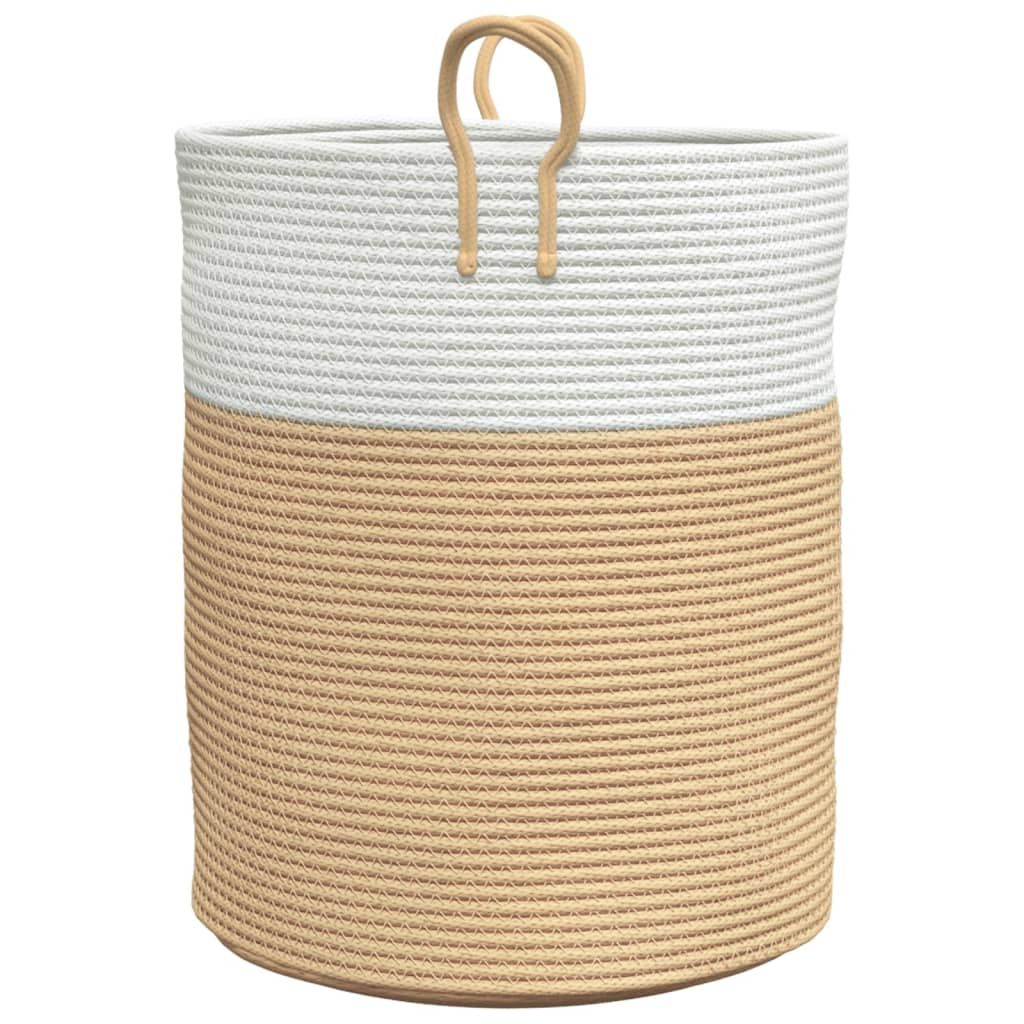 Storage Basket Beige and White Ø38x46 cm Cotton