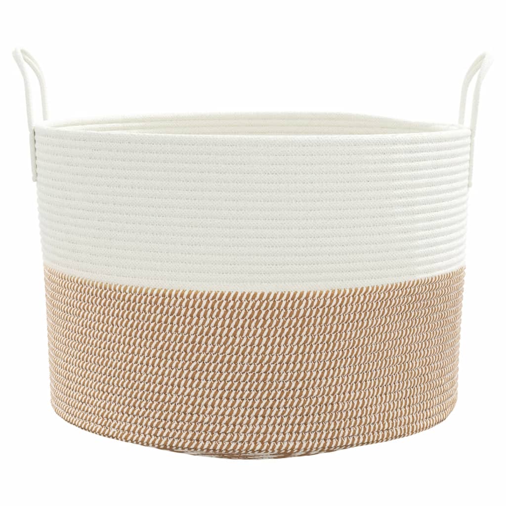 Storage Basket Brown and White Ø51x33 cm Cotton