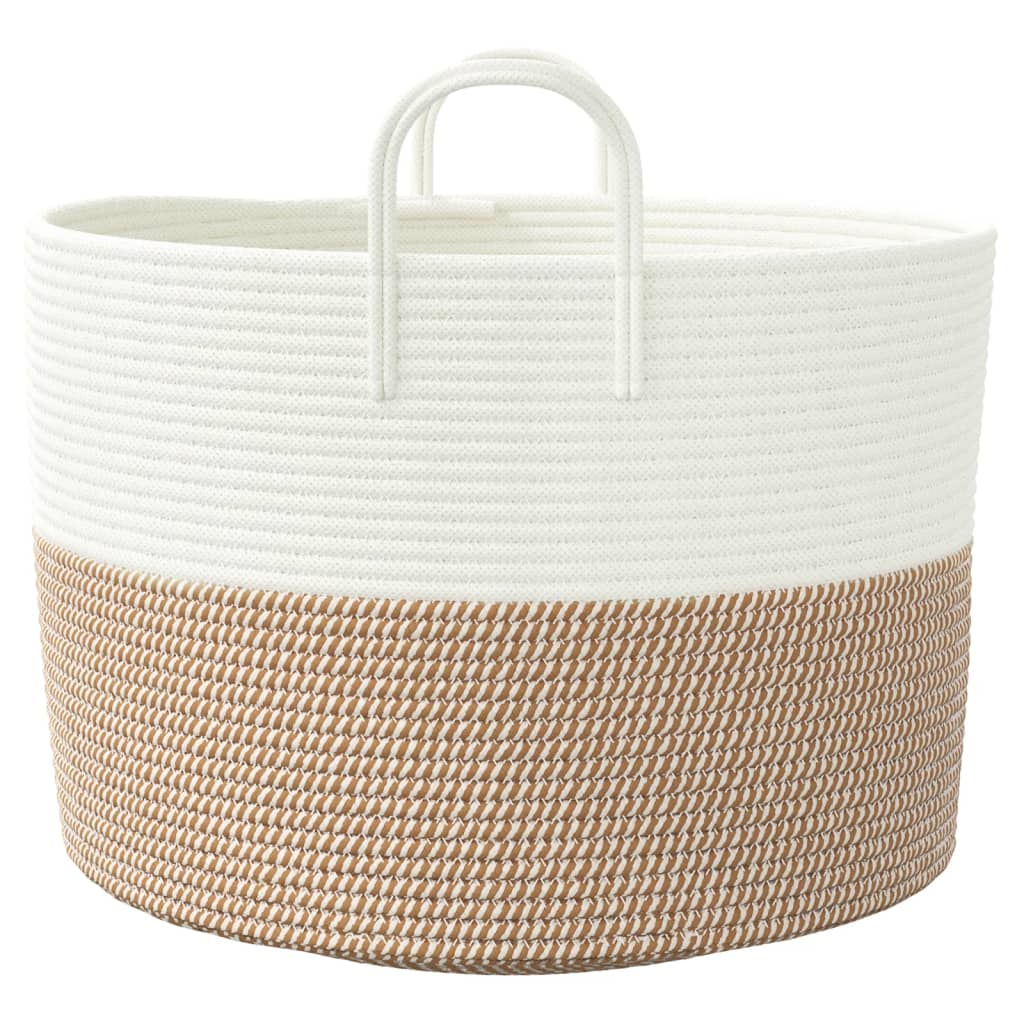 Storage Basket Brown and White Ø51x33 cm Cotton