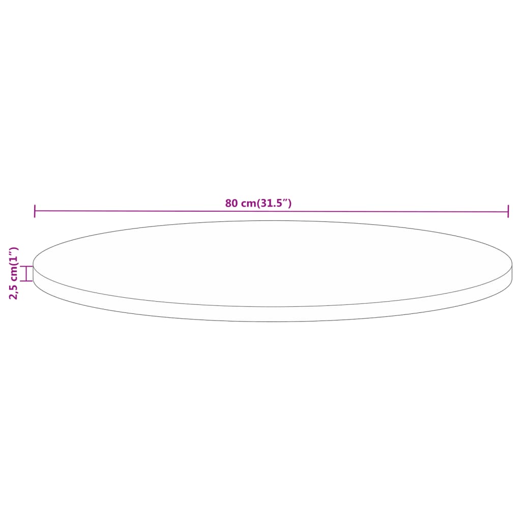 Table Top Ø 80x2.5 cm Round Solid Wood Reclaimed