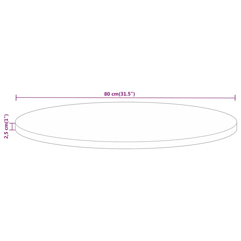 Table Top Ø 80x2.5 cm Round Solid Wood Mango