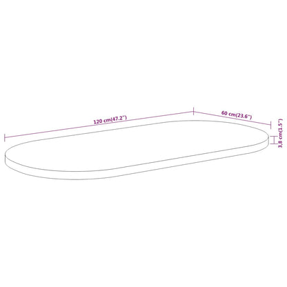 Table Top 120x60x3.8 cm Oval Solid Wood Acacia