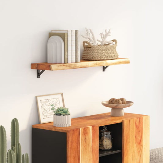 Wall Shelf 90x20x2.5 cm Rectangular Solid Wood Acacia Live Edge