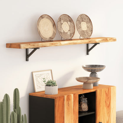 Wall Shelf 140x20x2.5 cm Rectangular Solid Wood Acacia Live Edge