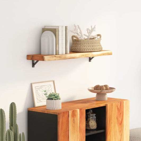 Wall Shelf 80x30x2.5 cm Rectangular Solid Wood Acacia Live Edge