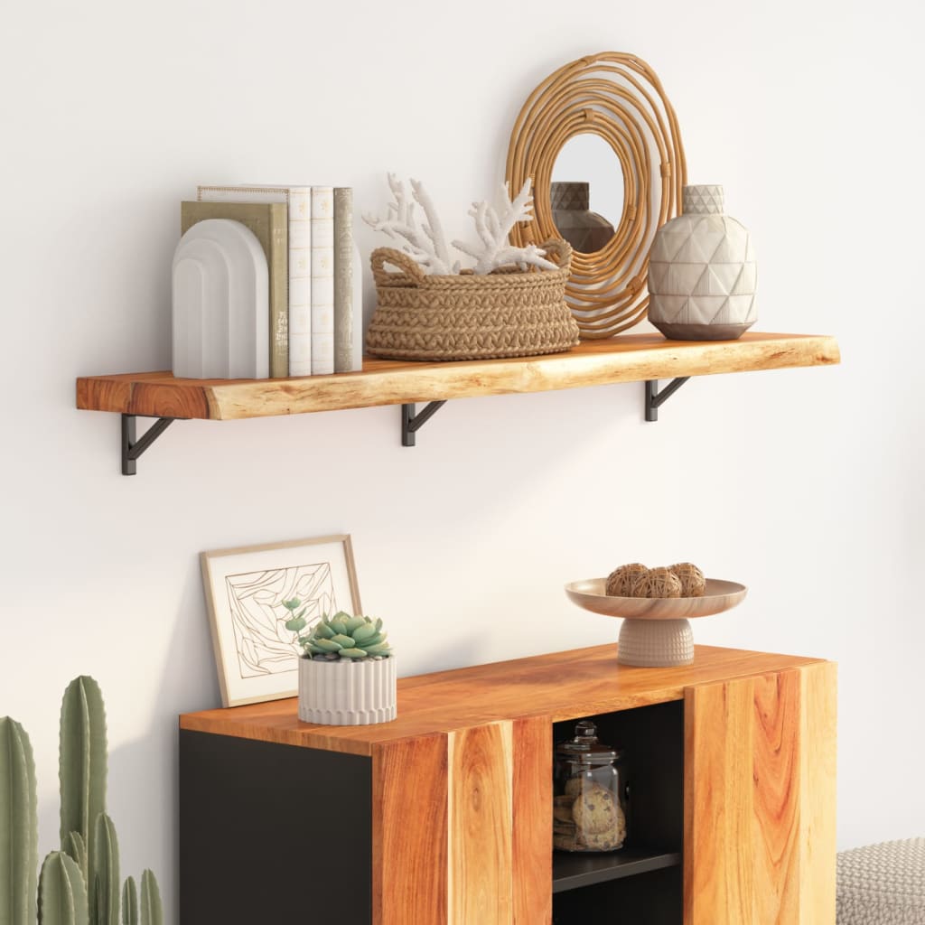 Wall Shelf 120x30x2.5 cm Rectangular Solid Wood Acacia Live Edge