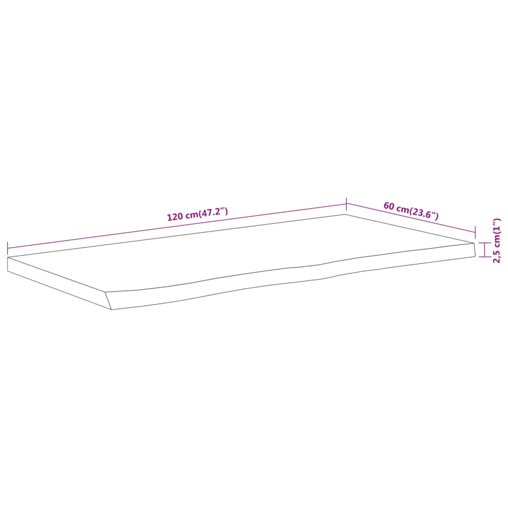 Bathroom Countertop 120x60x2.5 cm Rectangular Solid Wood Acacia