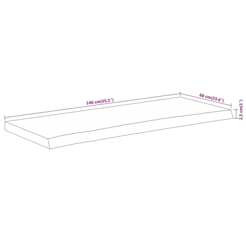 Bathroom Countertop 140x60x2.5 cm Rectangular Solid Wood Acacia