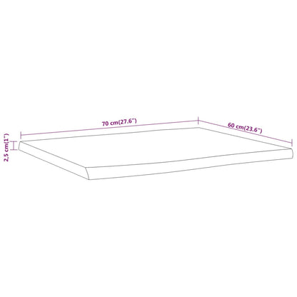 Table Top 70x60x2.5 cm Rectangular Solid Wood Acacia Live Edge