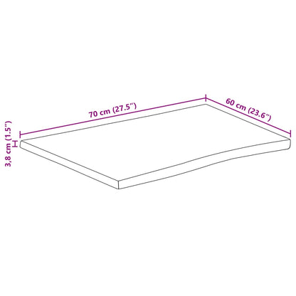 Table Top 70x60x3.8 cm Rectangular Solid Wood Acacia Live Edge