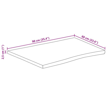 Table Top 90x60x2.5 cm Live Edge Solid Wood Mango