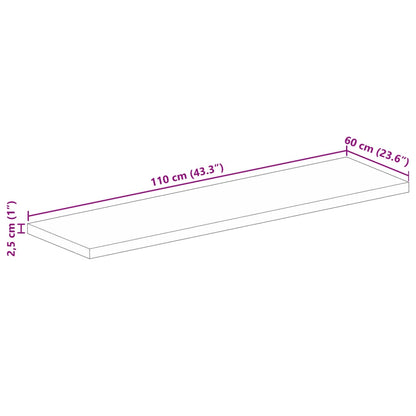 Table Top 110x60x2.5 cm Rectangular Solid Wood Acacia