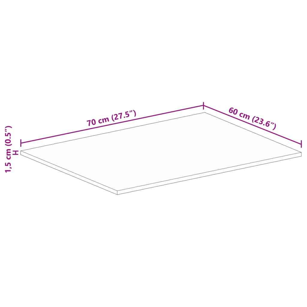 Table Top 70x60x1.5 cm Rectangular Solid Wood Reclaimed