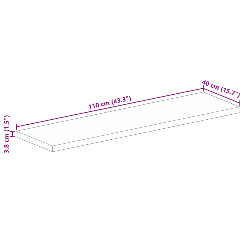 Table Top 110x40x3.8 cm Rectangular Solid Wood Reclaimed