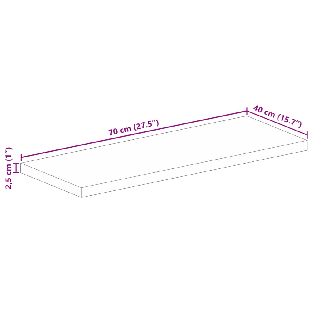 Table Top 70x40x2.5 cm Rectangular Solid Wood Reclaimed