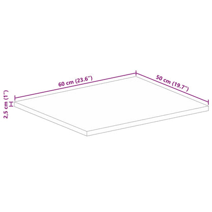 Table Top 60x50x2.5 cm Rectangular Solid Wood Rough Mango