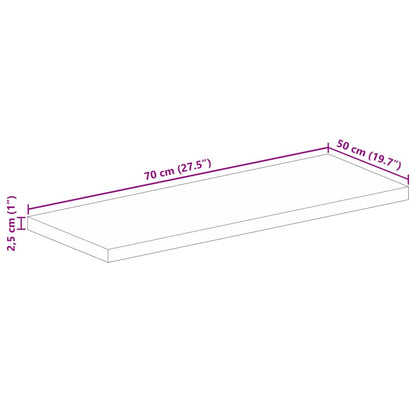 Table Top 70x50x2.5 cm Rectangular Solid Wood Rough Mango