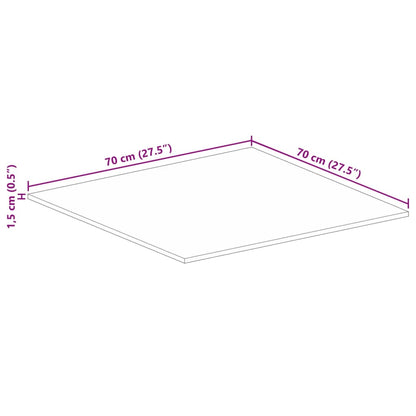 Table Top 70x70x1.5 cm Square Solid Wood Rough Mango