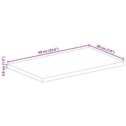 Table Top 60x20x3.8 cm Rectangular Solid Wood Rough Mango