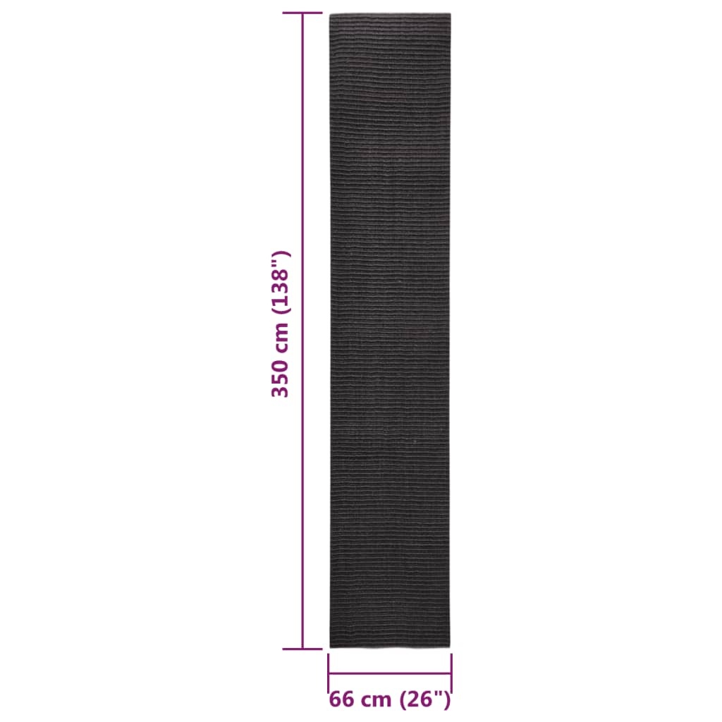 Sisal Rug for Scratching Post Black 66x350 cm