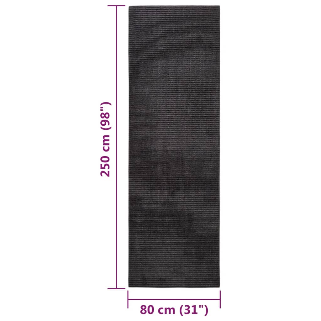 Sisal Rug for Scratching Post Black 80x250 cm