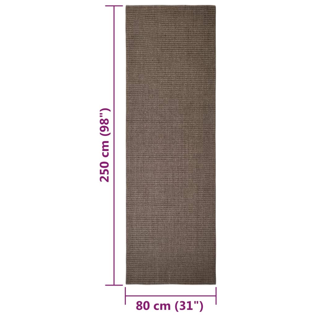 Sisal Rug for Scratching Post Brown 80x250 cm