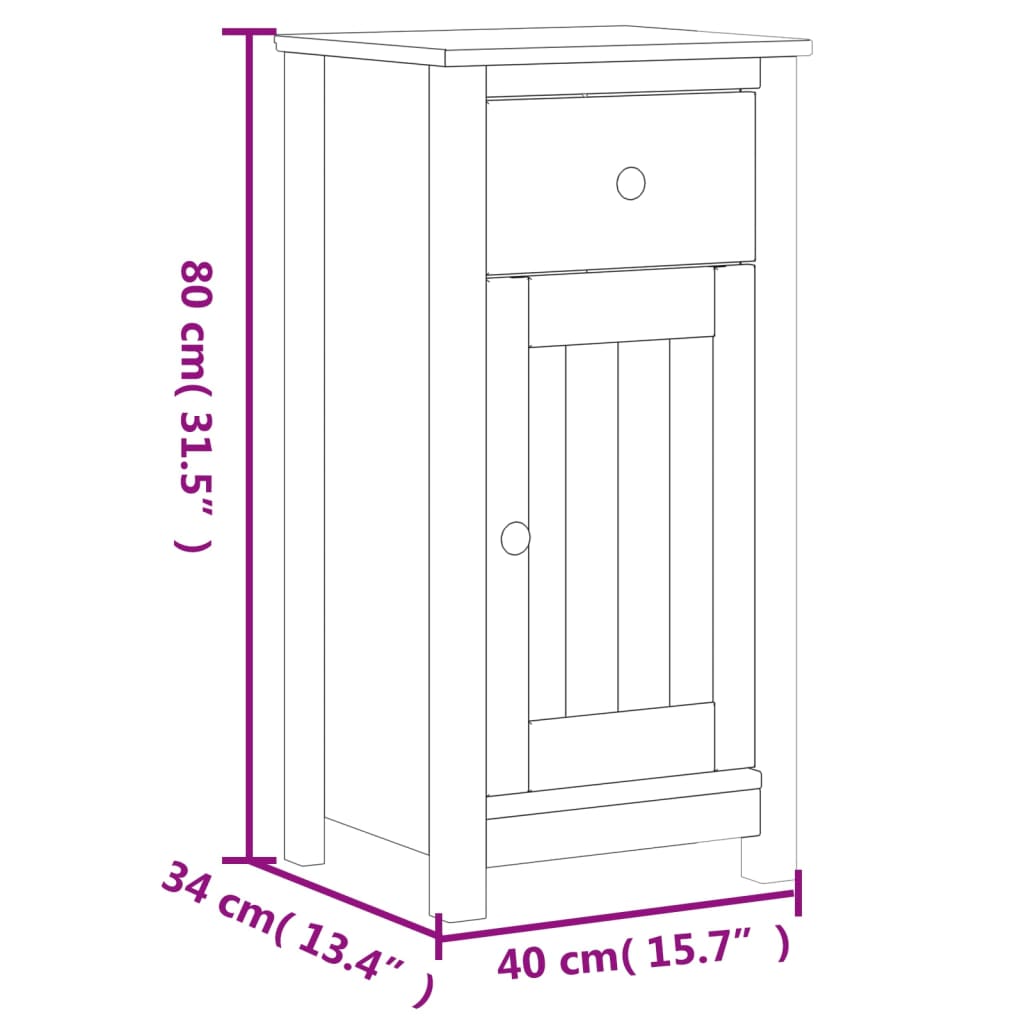 Bathroom Cabinet BERG White 40x34x80 cm Solid Wood Pine