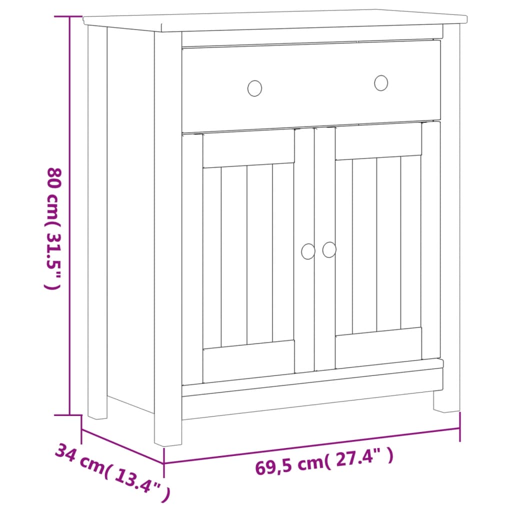 Bathroom Cabinet BERG Black 69.5x34x80 cm Solid Wood Pine