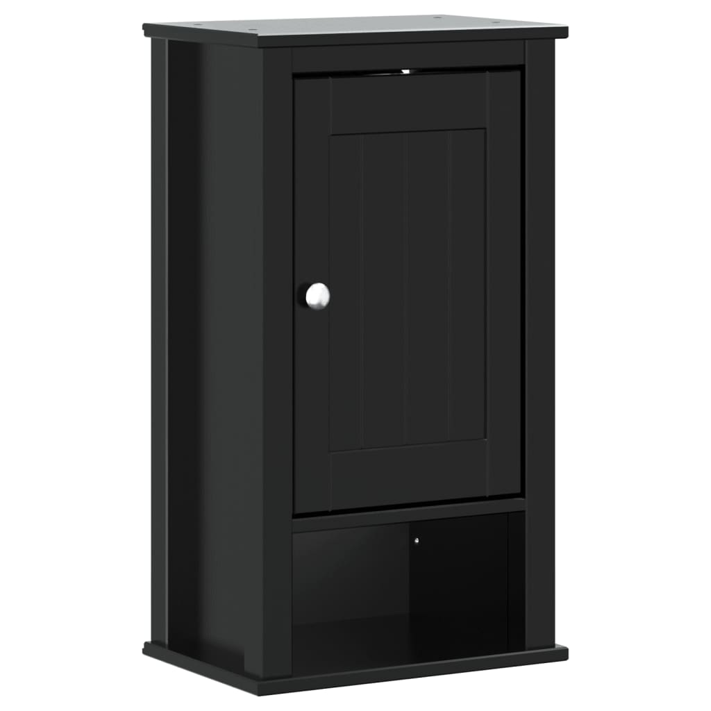 Bathroom Wall Cabinet BERG Black 40x27x71.5 cm Solid Wood Pine