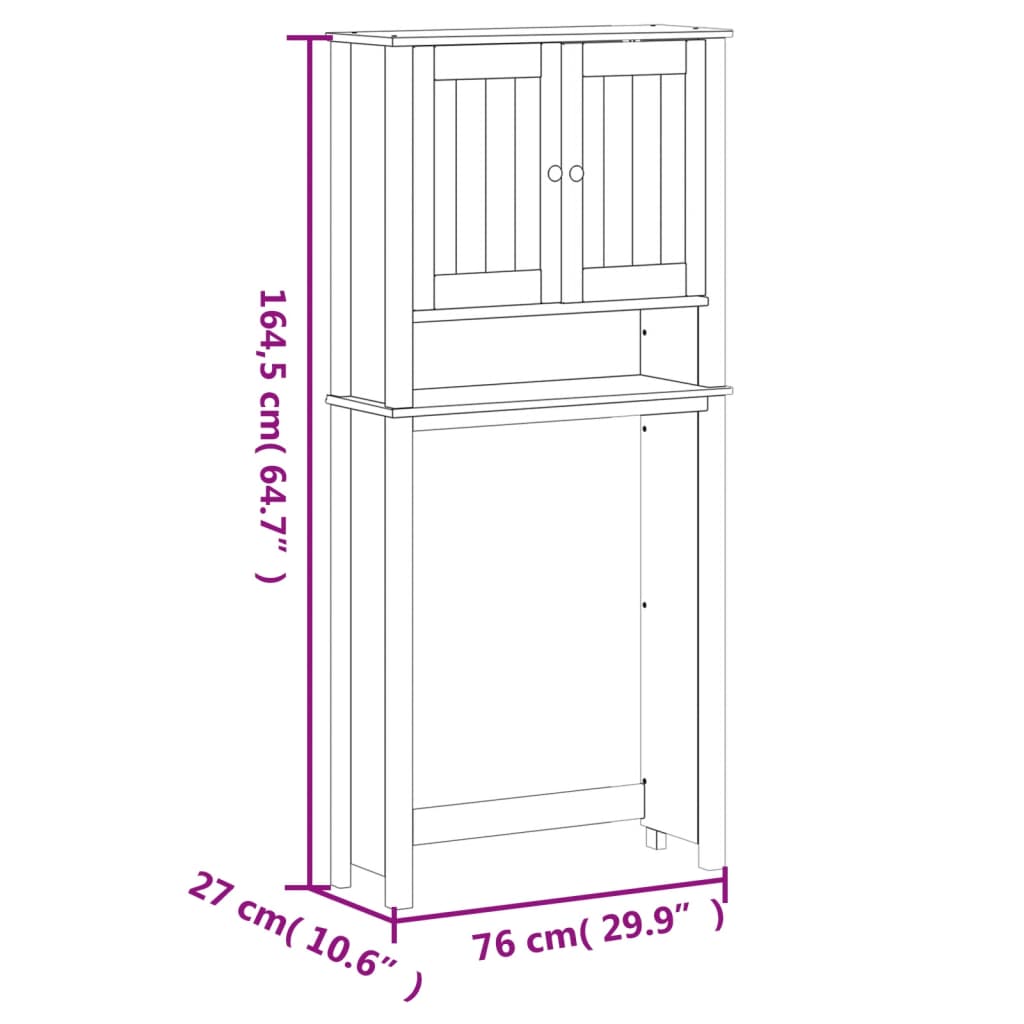 Washing Machine Cabinet BERG White 76x27x164.5 cm Solid Wood