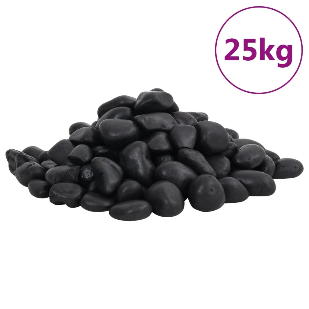 Polished Pebbles 25 kg Black 2-5 cm