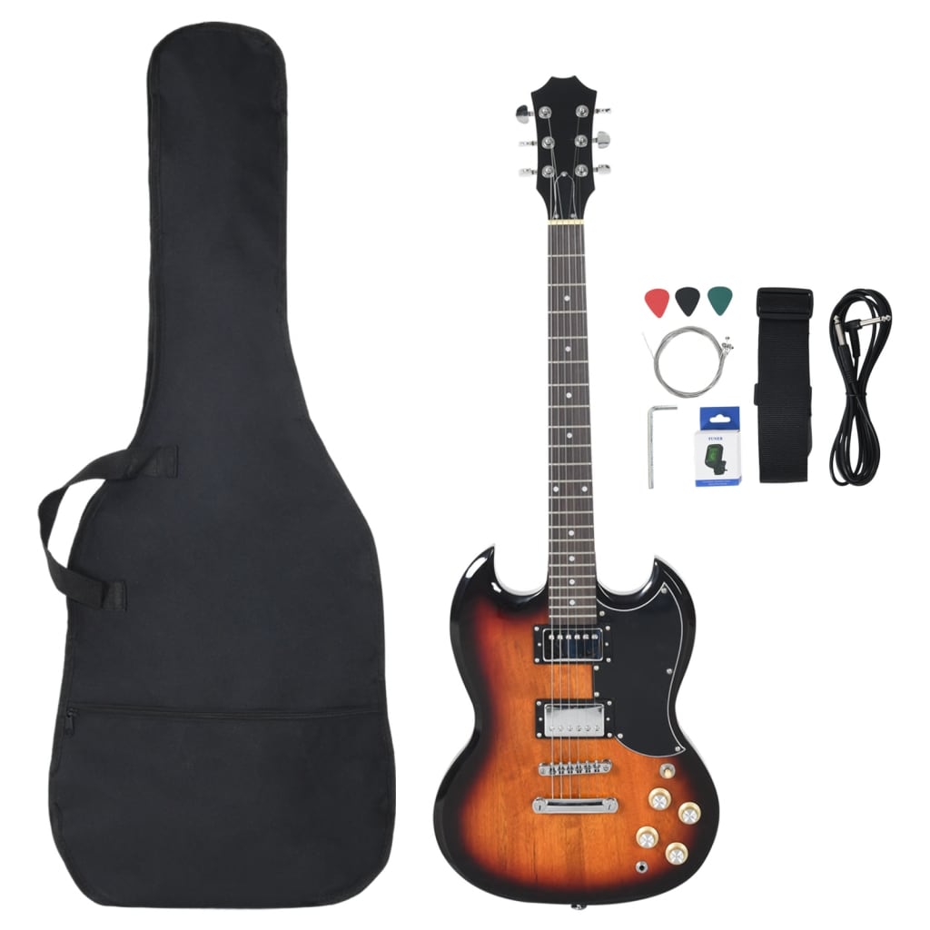 Electric Guitar for Beginner with Bag Brown and Black 4/4 39"