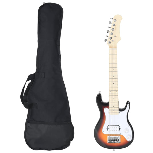 Electric Guitar for Kids with Bag Brown and White 3/4 30"