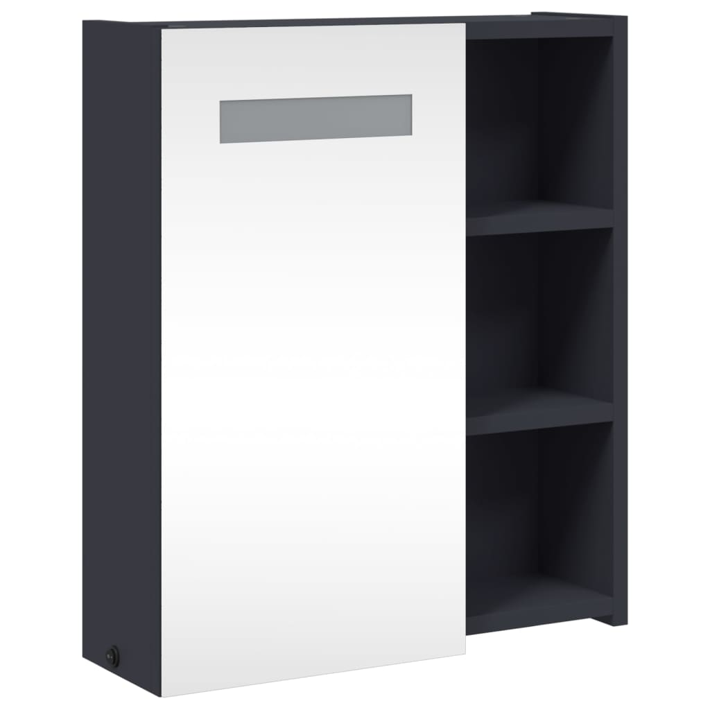 Bathroom Mirror Cabinet with LED Light Grey 45x13x52 cm