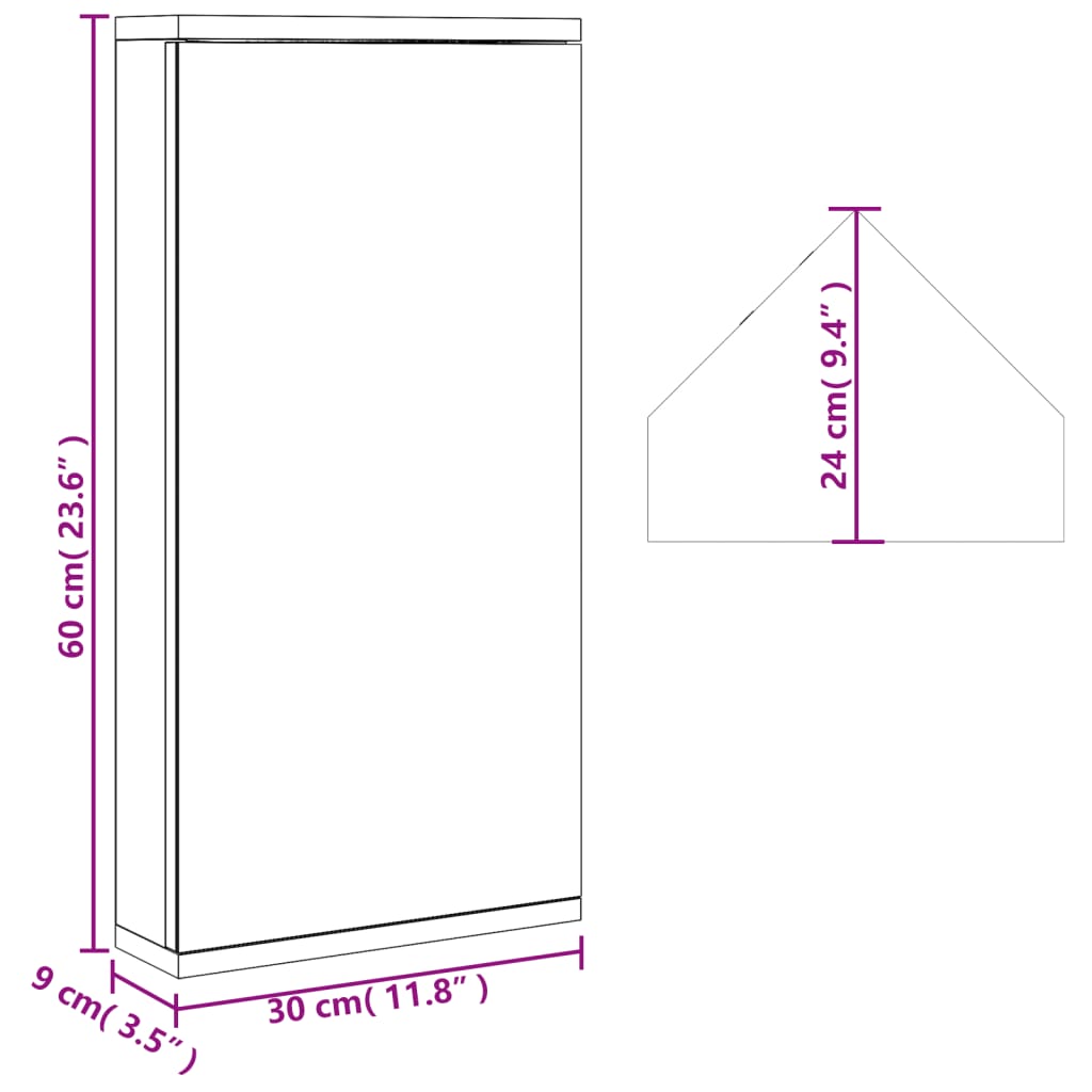 Corner Bathroom Mirror Cabinet Oak 30x24x60 cm