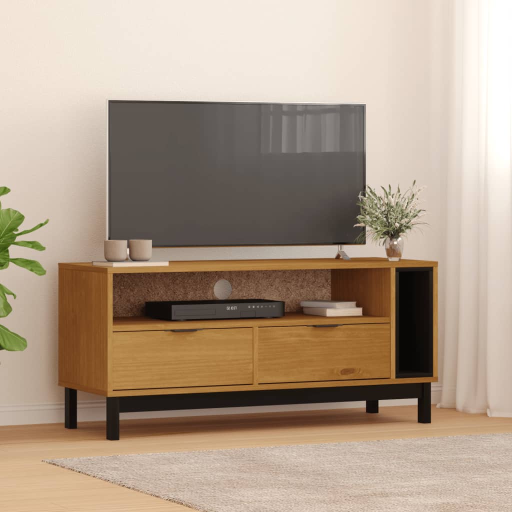 TV Cabinet FLAM 110x40x50 cm Solid Wood Pine