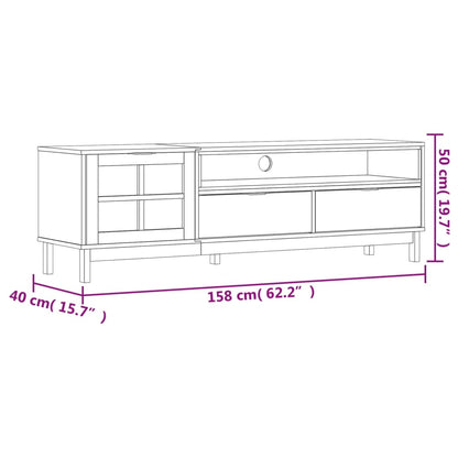 TV Cabinet with Glass Door FLAM 158x40x50 cm Solid Wood Pine