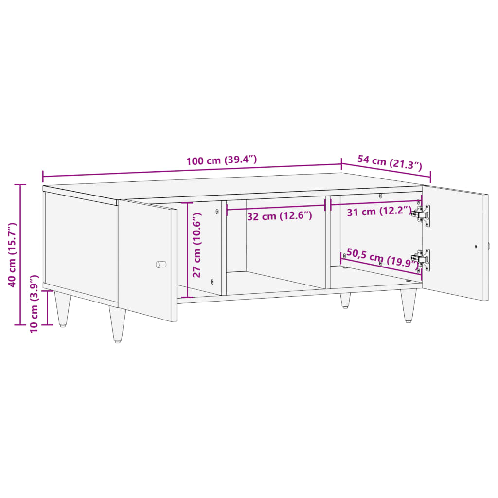 Coffee Table 100x54x40 cm Solid Wood Mango