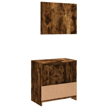 2 Piece Bathroom Furniture Set Smoked Oak Engineered Wood