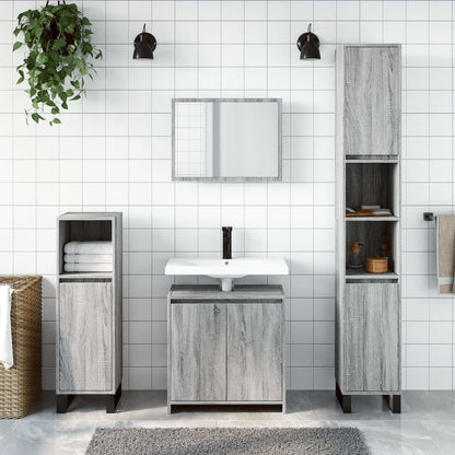 2 Piece Bathroom Furniture Set Grey Sonoma Engineered Wood