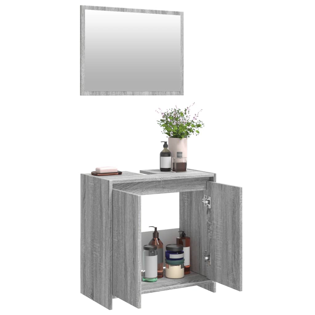 2 Piece Bathroom Furniture Set Grey Sonoma Engineered Wood