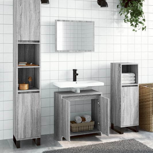 2 Piece Bathroom Furniture Set Grey Sonoma Engineered Wood