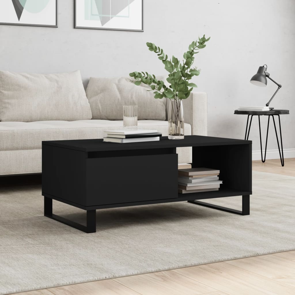 Coffee Table Black 90x50x36.5 cm Engineered Wood