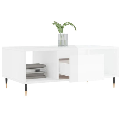 Coffee Table High Gloss White 90x50x36.5 cm Engineered Wood