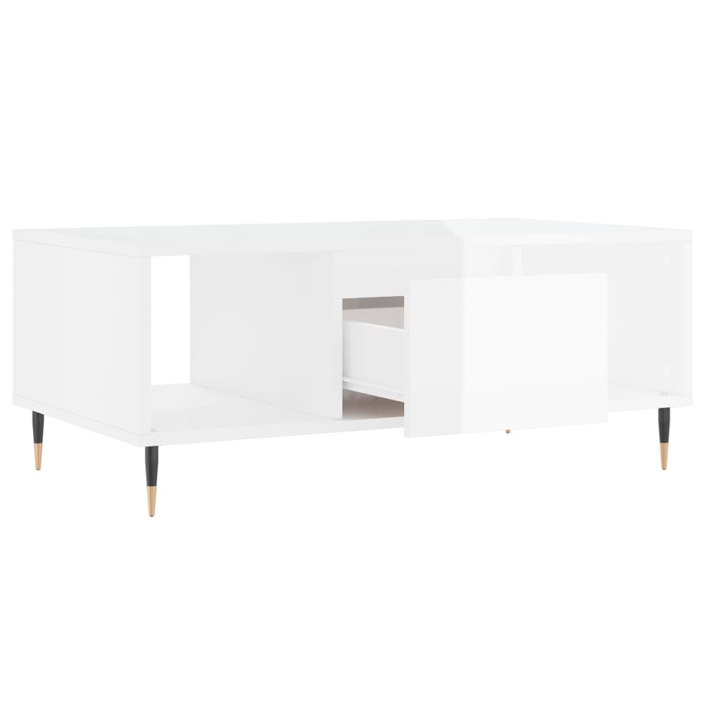 Coffee Table High Gloss White 90x50x36.5 cm Engineered Wood