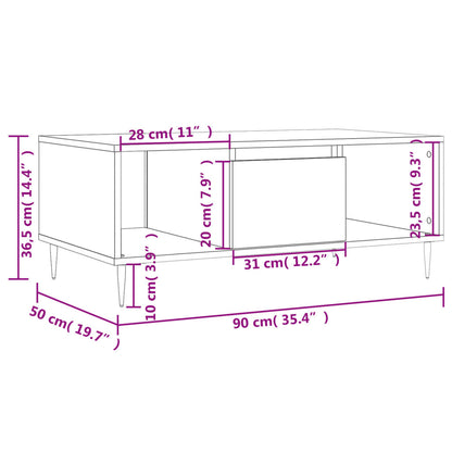 Coffee Table High Gloss White 90x50x36.5 cm Engineered Wood