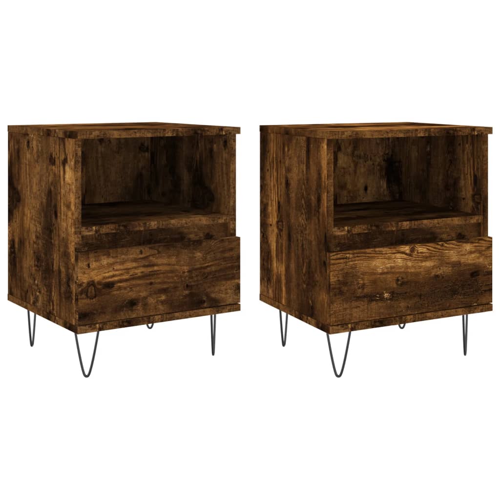 Bedside Cabinets 2 pcs Smoked Oak 40x35x50 cm Engineered Wood