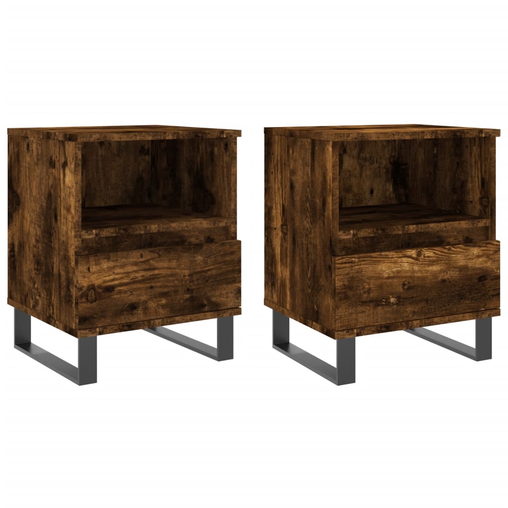 Bedside Cabinets 2 pcs Smoked Oak 40x35x50 cm Engineered Wood