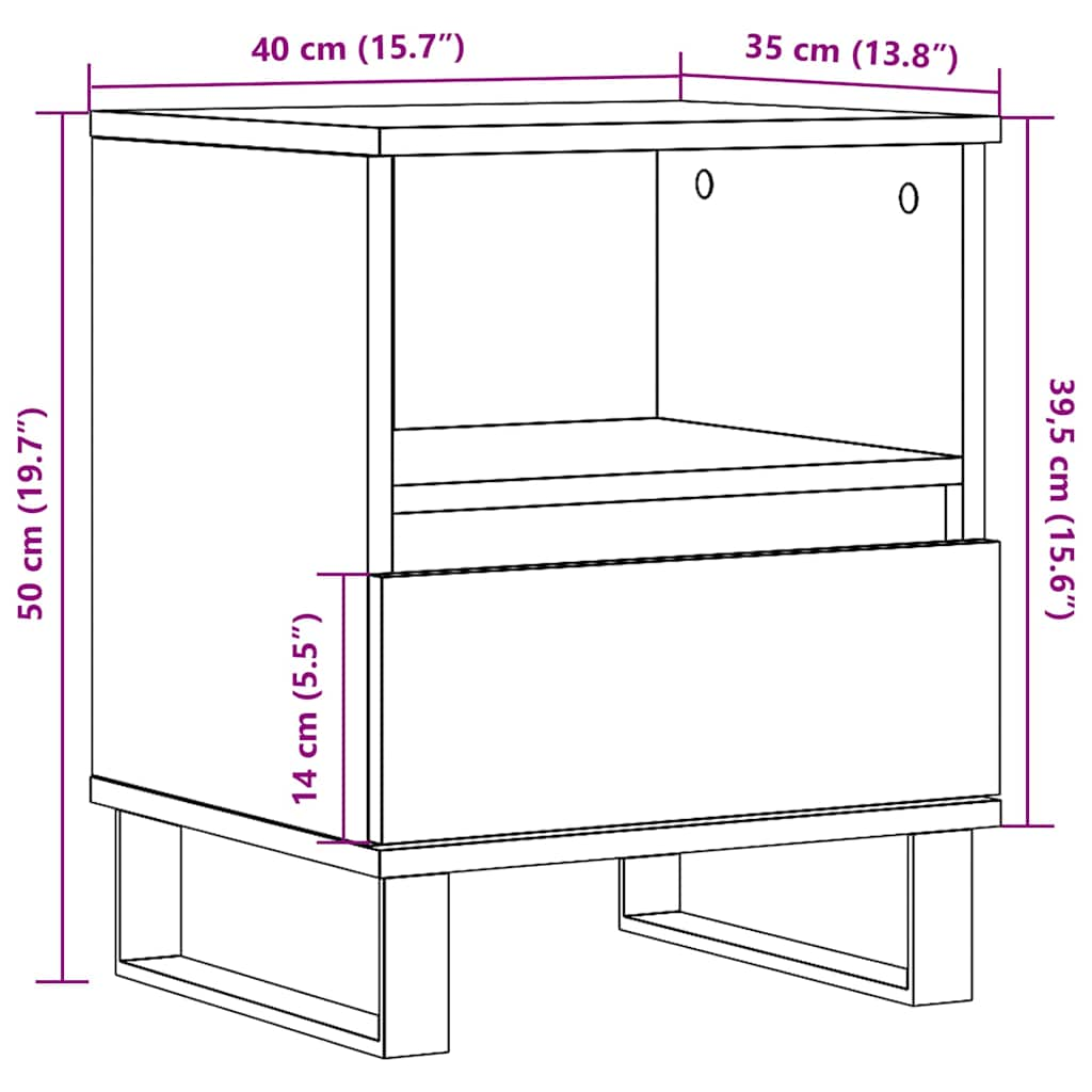 Bedside Cabinet Brown Oak 40x35x50 cm Engineered Wood