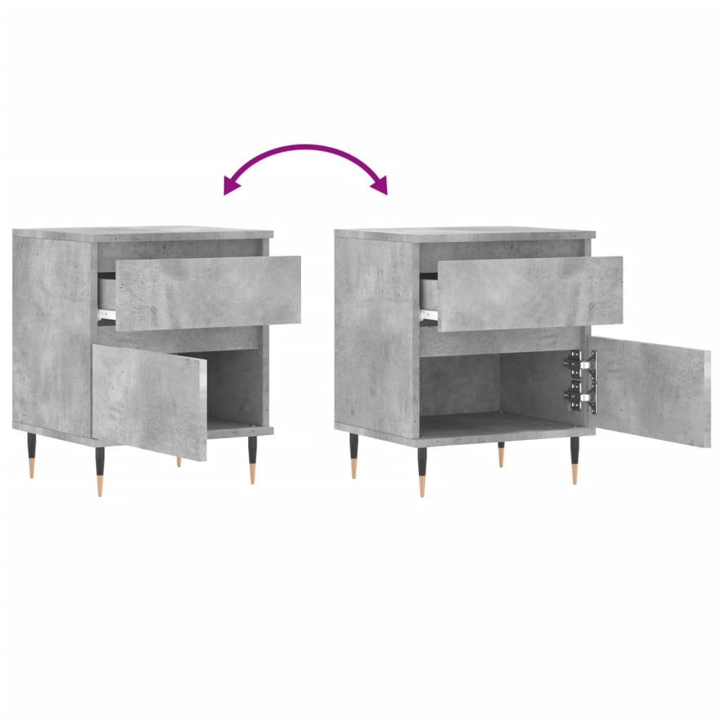 Bedside Cabinets 2 pcs Concrete Grey 40x35x50 cm Engineered Wood